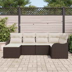 Conjunto de sofá de jardín 6 pcs Marrón y blanco Poliratán