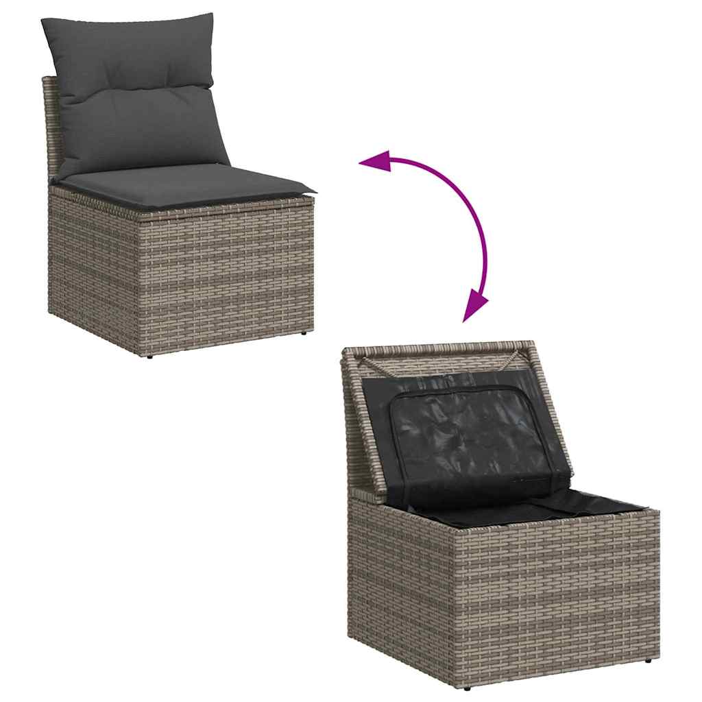 Conjunto de sofá de jardín con cojín 6 pcs Gris Poliratán