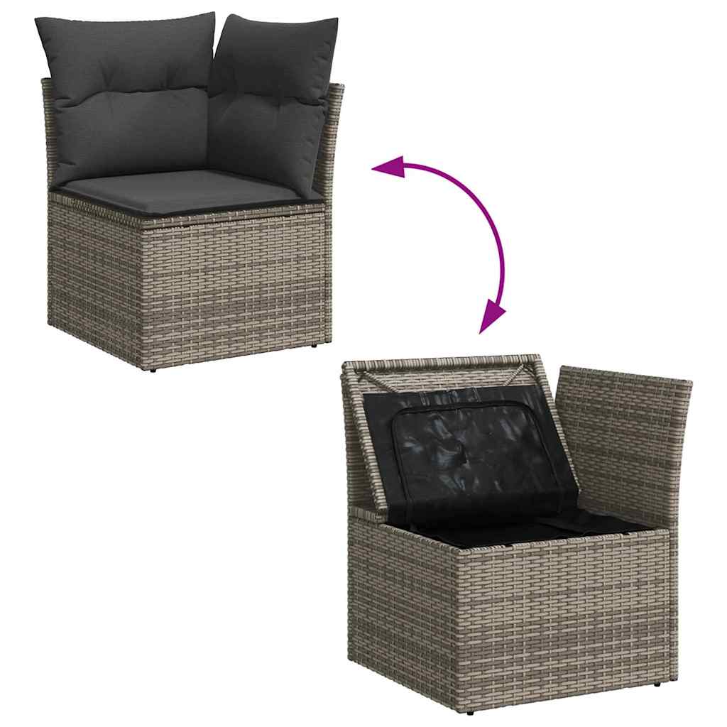 Conjunto de sofá de jardín con cojín 6 pcs Gris Poliratán