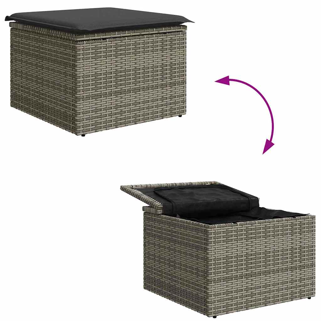 Conjunto de sofá de jardín con cojín 6 pcs Gris Poliratán