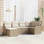 Conjunto de sofá de jardín 6 pcs Beige y blanco Poliratán