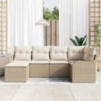 Conjunto de sofá de jardín 6 pcs Beige y blanco Poliratán