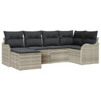 Conjunto de sofá de jardín con cojín 6 pcs Gris claro Poliratán