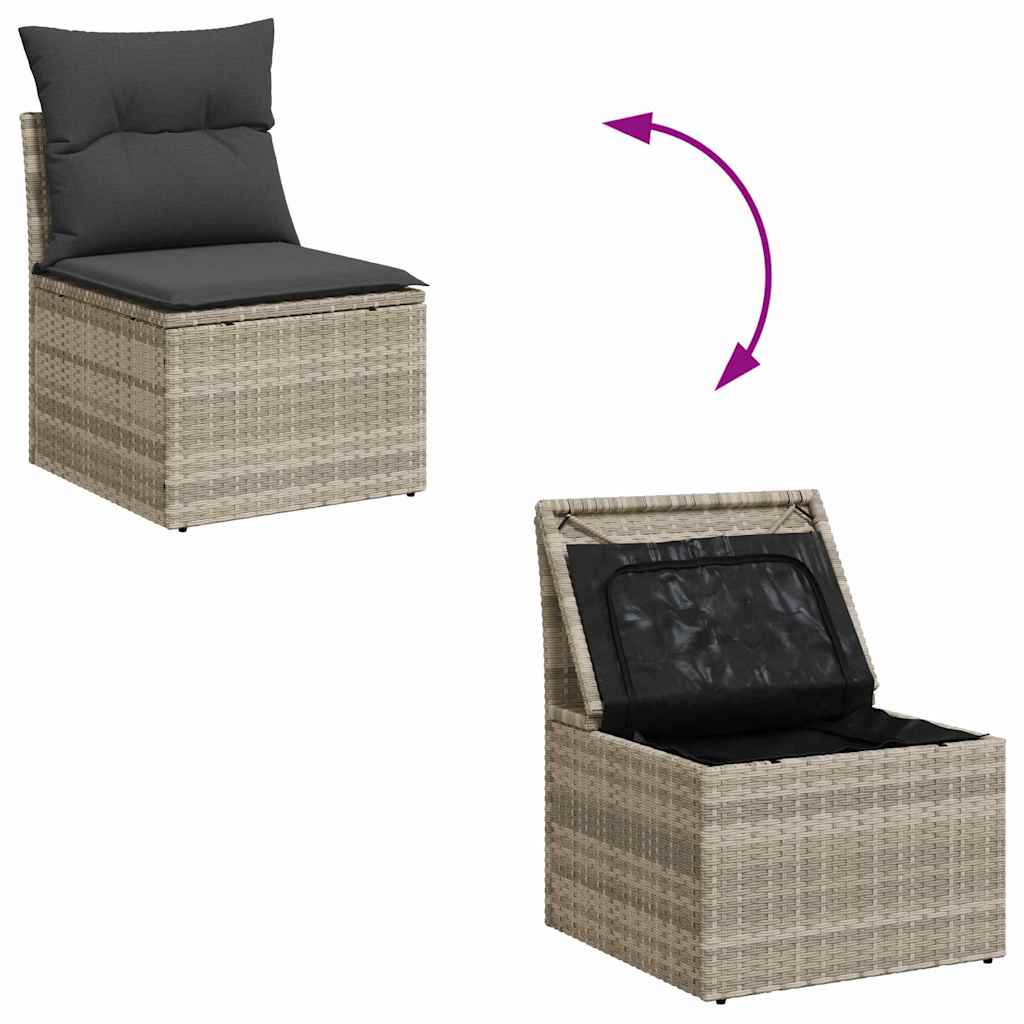 Conjunto de sofá de jardín con cojín 6 pcs Gris claro Poliratán