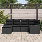 Conjunto de sofá de jardín con cojín 6 pcs Negro Poliratán