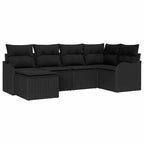 Conjunto de sofá de jardín con cojín 6 pcs Negro Poliratán