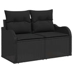 Conjunto de sofá de jardín con cojín 6 pcs Negro Poliratán
