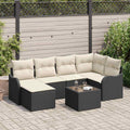 Conjunto de sofá de jardín 7 pcs Negro y blanco Poliratán