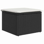 Conjunto de sofá de jardín 7 pcs Negro y blanco Poliratán