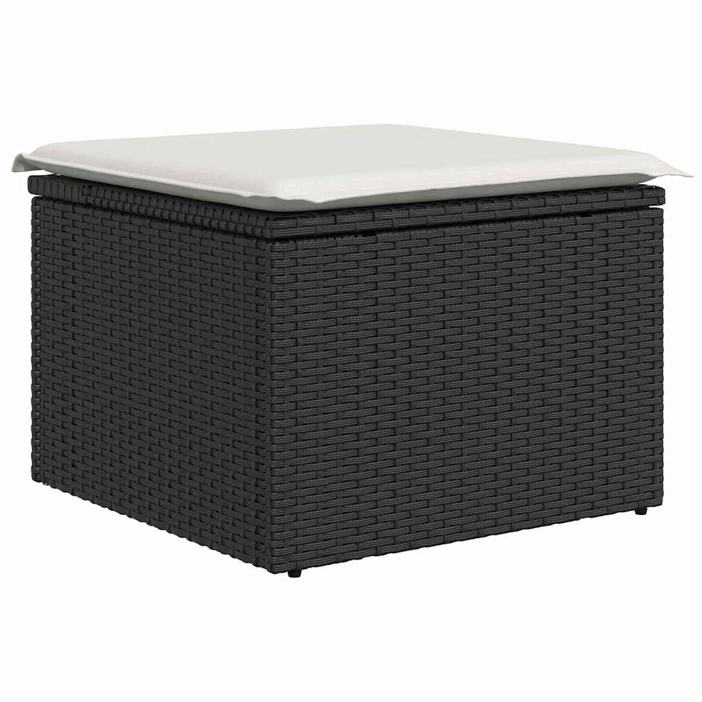 Conjunto de sofá de jardín 7 pcs Negro y blanco Poliratán
