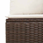 Conjunto de sofá de jardín 7 pcs Marrón y blanco Poliratán