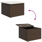 Conjunto de sofá de jardín 7 pcs Marrón y blanco Poliratán