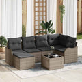 Conjunto de sofá de jardín con cojín 7 pcs Gris Poliratán