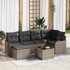 Conjunto de sofá de jardín con cojín 7 pcs Gris Poliratán