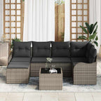 Conjunto de sofá de jardín con cojín 7 pcs Gris Poliratán