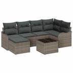 Conjunto de sofá de jardín con cojín 7 pcs Gris Poliratán
