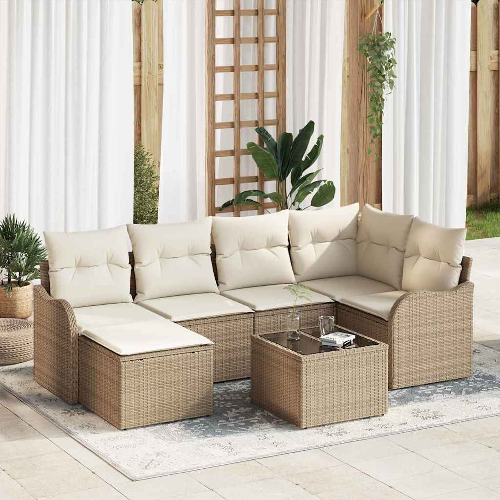 Conjunto de sofá de jardín 6 pcs Negro y blanco Poliratán