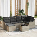 Conjunto de sofá de jardín con cojín 7 pcs Gris claro Poliratán