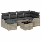 Conjunto de sofá de jardín con cojín 7 pcs Gris claro Poliratán