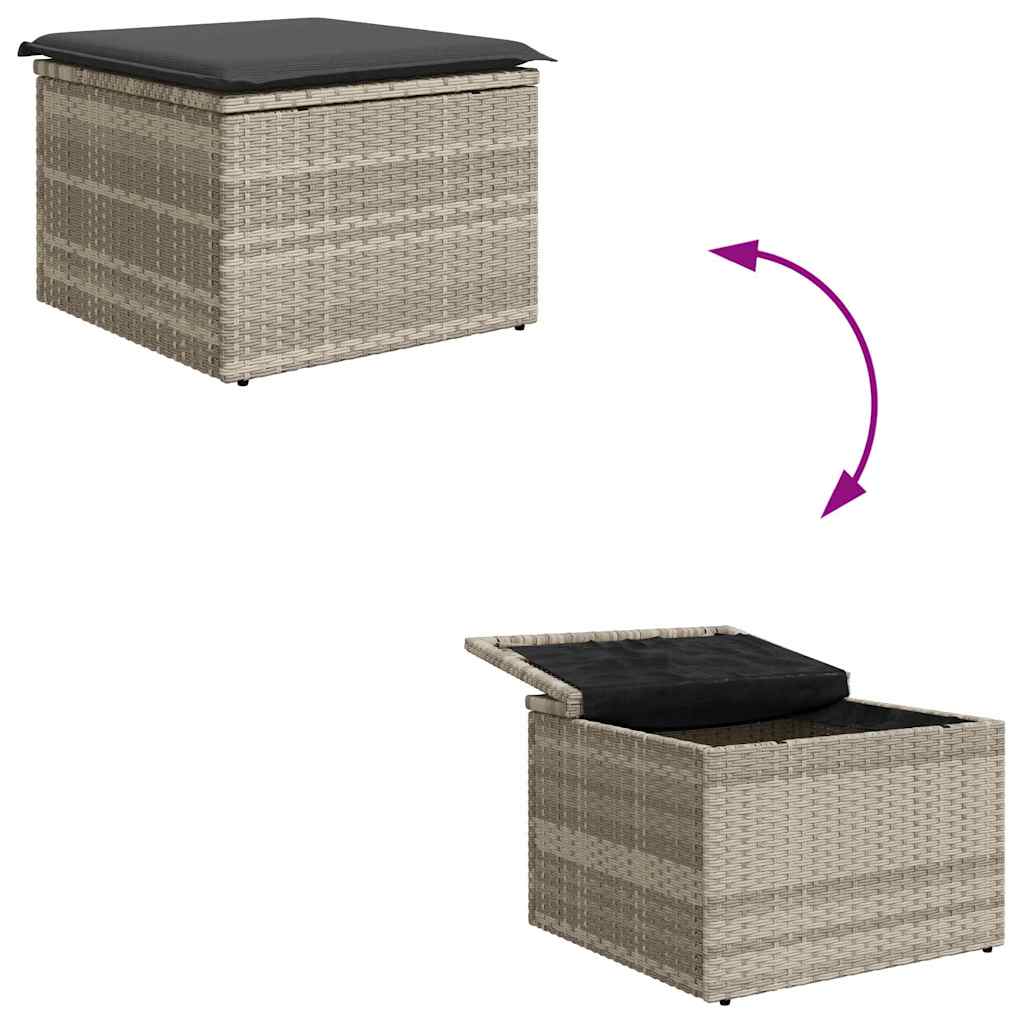 Conjunto de sofá de jardín con cojín 7 pcs Gris claro Poliratán