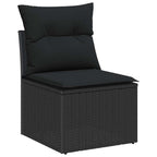 Conjunto de sofá de jardín con cojín 7 pcs Negro Poliratán