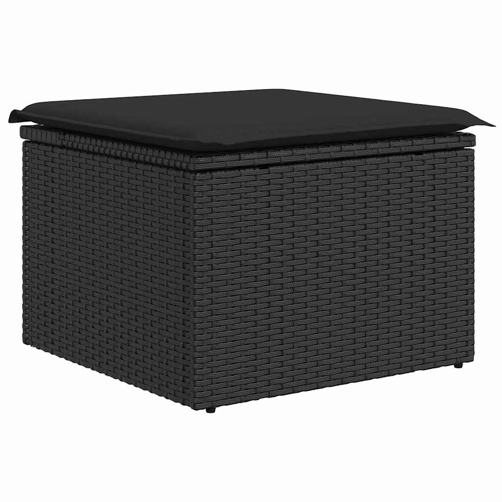 Conjunto de sofá de jardín con cojín 7 pcs Negro Poliratán
