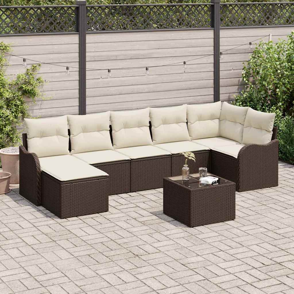 Conjunto de Sofás de Jardim 7 Peças Bege e Branco Polivime