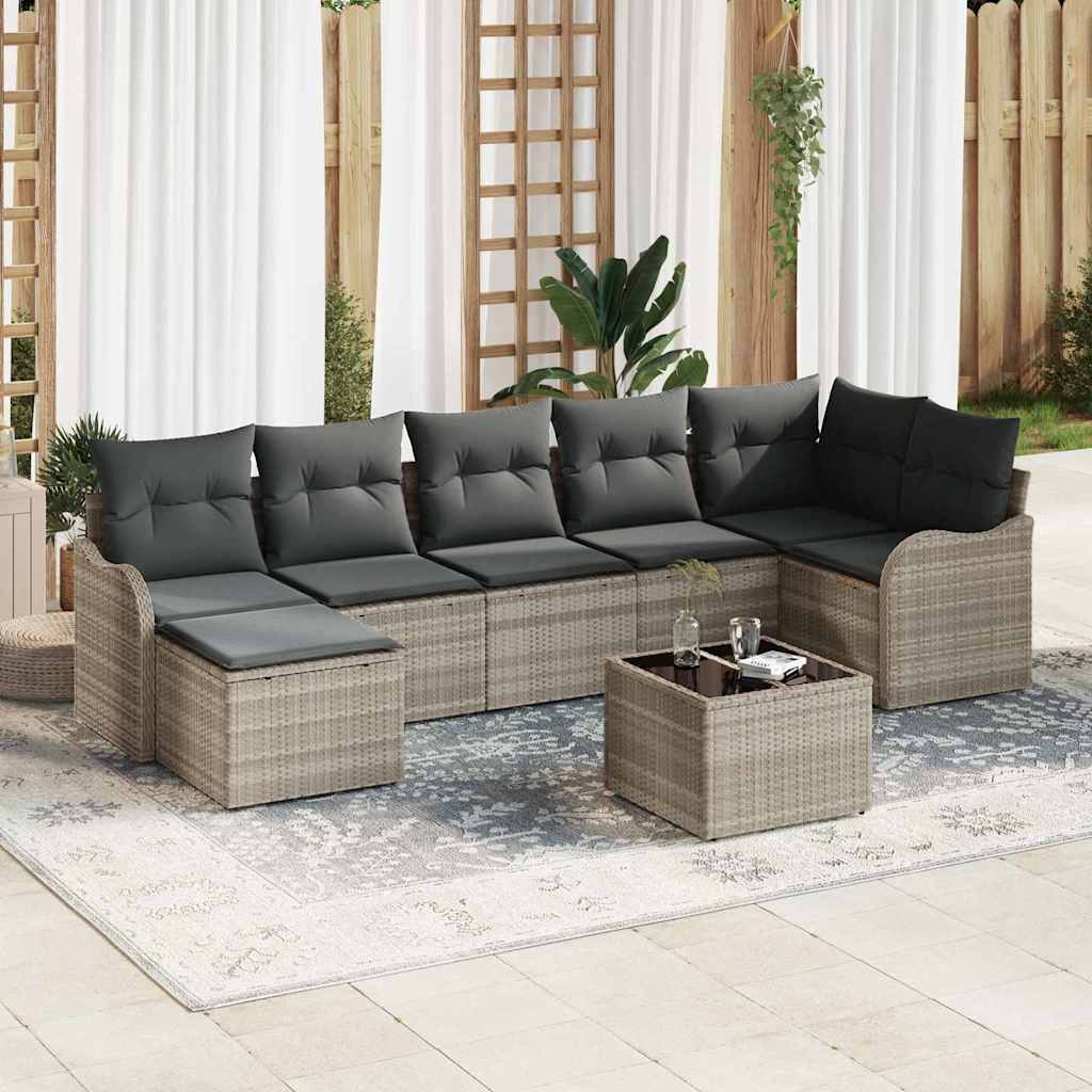 Conjunto de Sofás de Jardim 7 Peças Bege e Branco Polivime