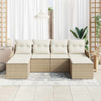 Conjunto de sofá de jardín 6 pcs Beige y blanco Poliratán