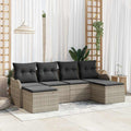 Conjunto de sofá de jardín con cojín 6 pcs Gris claro Poliratán