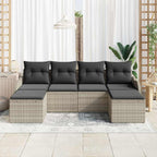 Conjunto de sofá de jardín con cojín 6 pcs Gris claro Poliratán