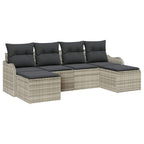 Conjunto de sofá de jardín con cojín 6 pcs Gris claro Poliratán