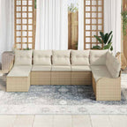 Conjunto de sofá de jardín 8 pcs Beige y blanco Poliratán