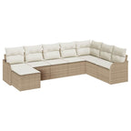 Conjunto de sofá de jardín 8 pcs Beige y blanco Poliratán