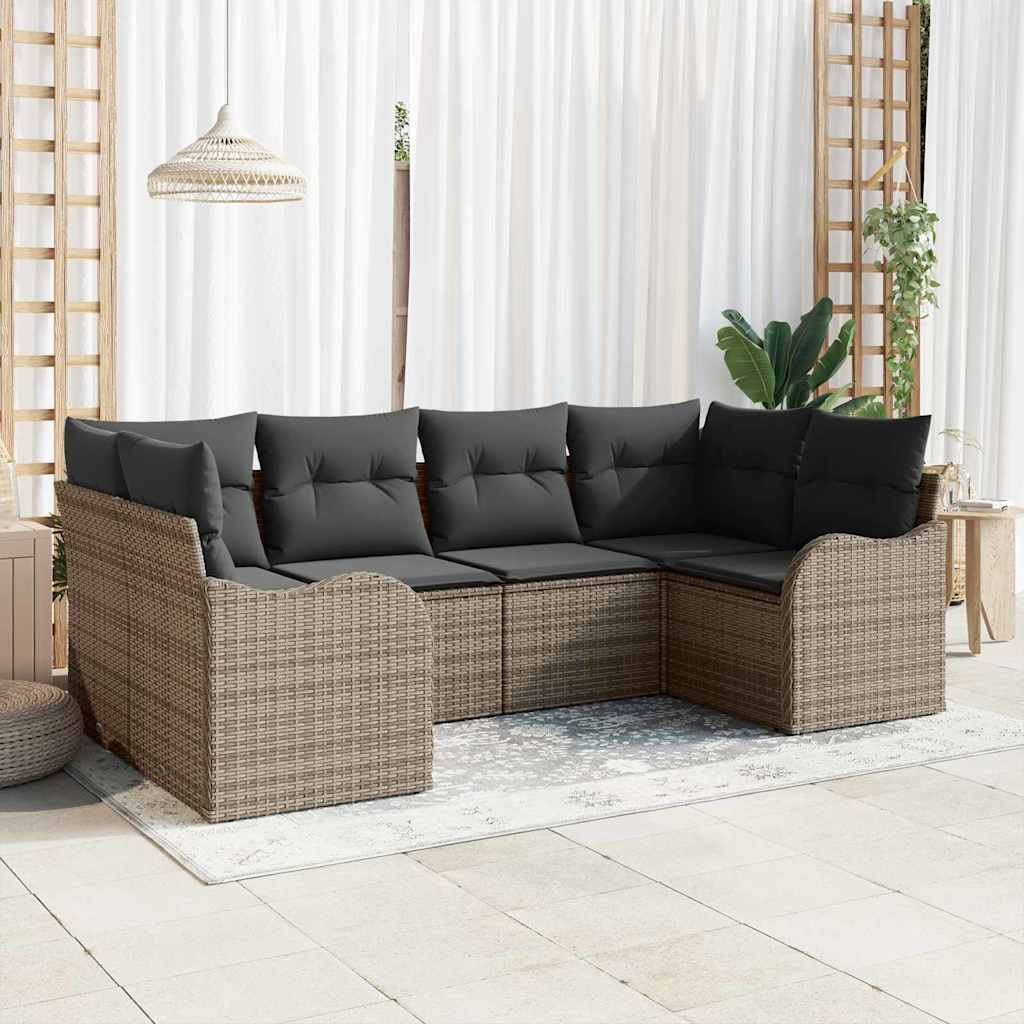 Conjunto de sofá de jardín 6 pcs Beige y blanco Poliratán
