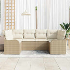 Conjunto de sofá de jardín 6 pcs Beige y blanco Poliratán
