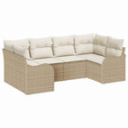 Conjunto de sofá de jardín 6 pcs Beige y blanco Poliratán