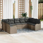 Conjunto de sofá de jardim 9 peças bege e cinzento claro
