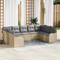 Conjunto de sofá de jardín 9 pcs beige y gris claro