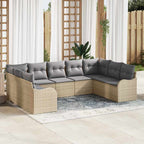 Conjunto de sofá de jardín 9 pcs beige y gris claro