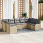 Conjunto de sofá de jardim 9 peças bege e cinzento claro