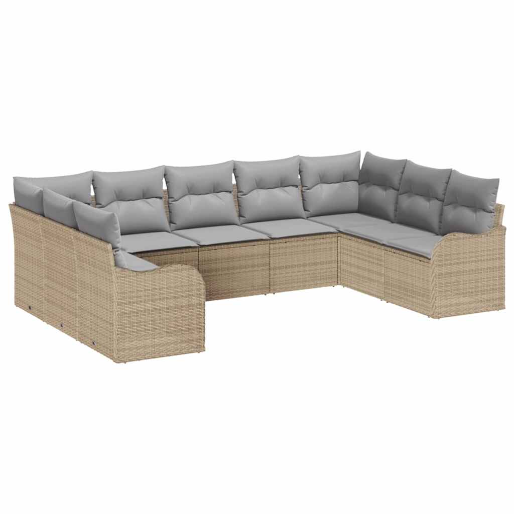 Conjunto de sofá de jardín 9 pcs beige y gris claro