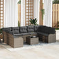Conjunto de sofá de jardim 9 pcs Preto vime sintético