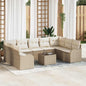 10-piece garden sofa set Beige and white Polyrattan