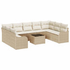 Conjunto de sofá de jardín 10 pcs Beige y blanco Poliratán
