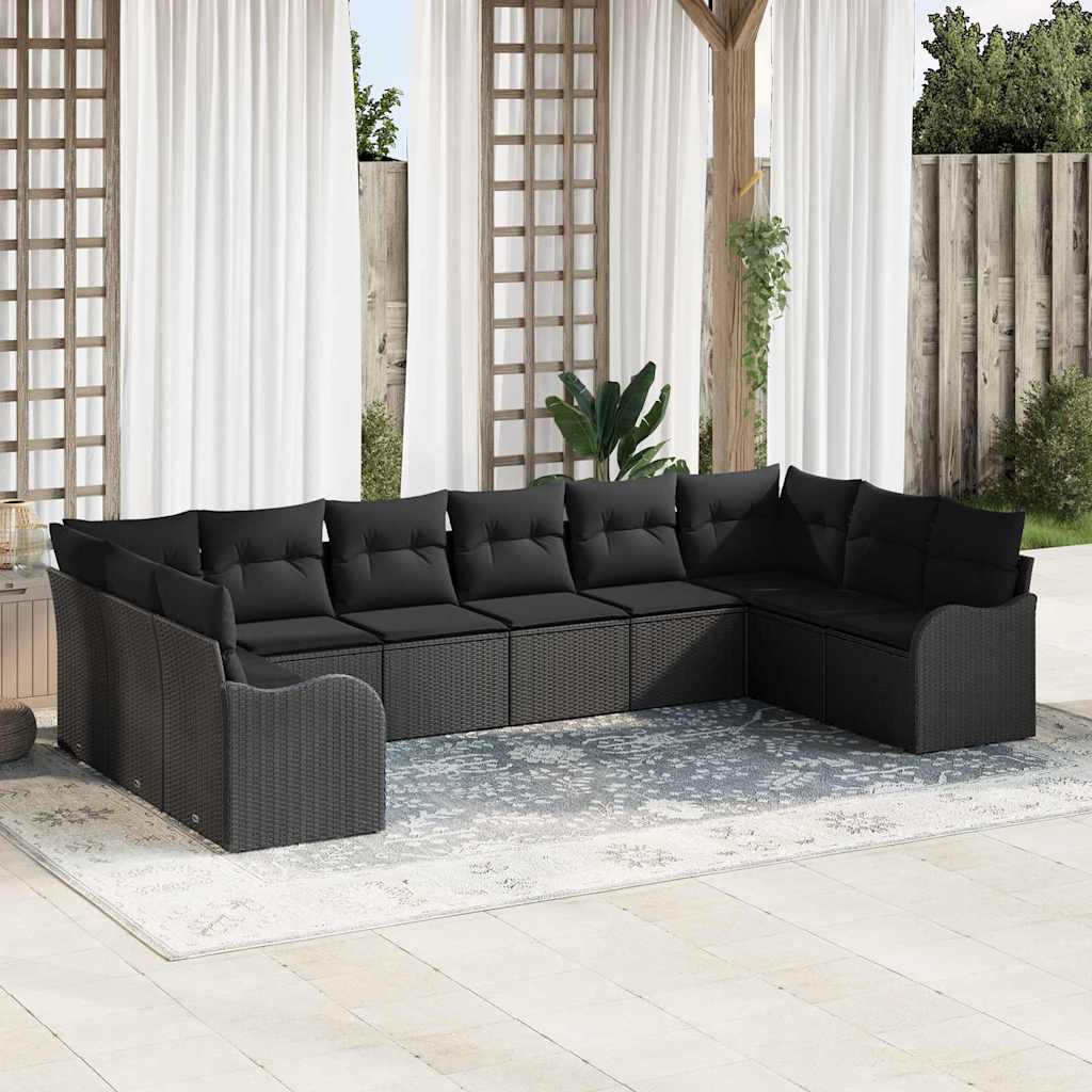 Conjunto de sofá de jardim 10 peças bege e cinzento claro