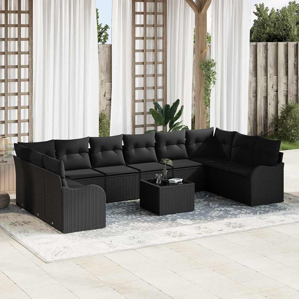 Conjunto de sofá de jardim 10 peças bege e cinzento claro