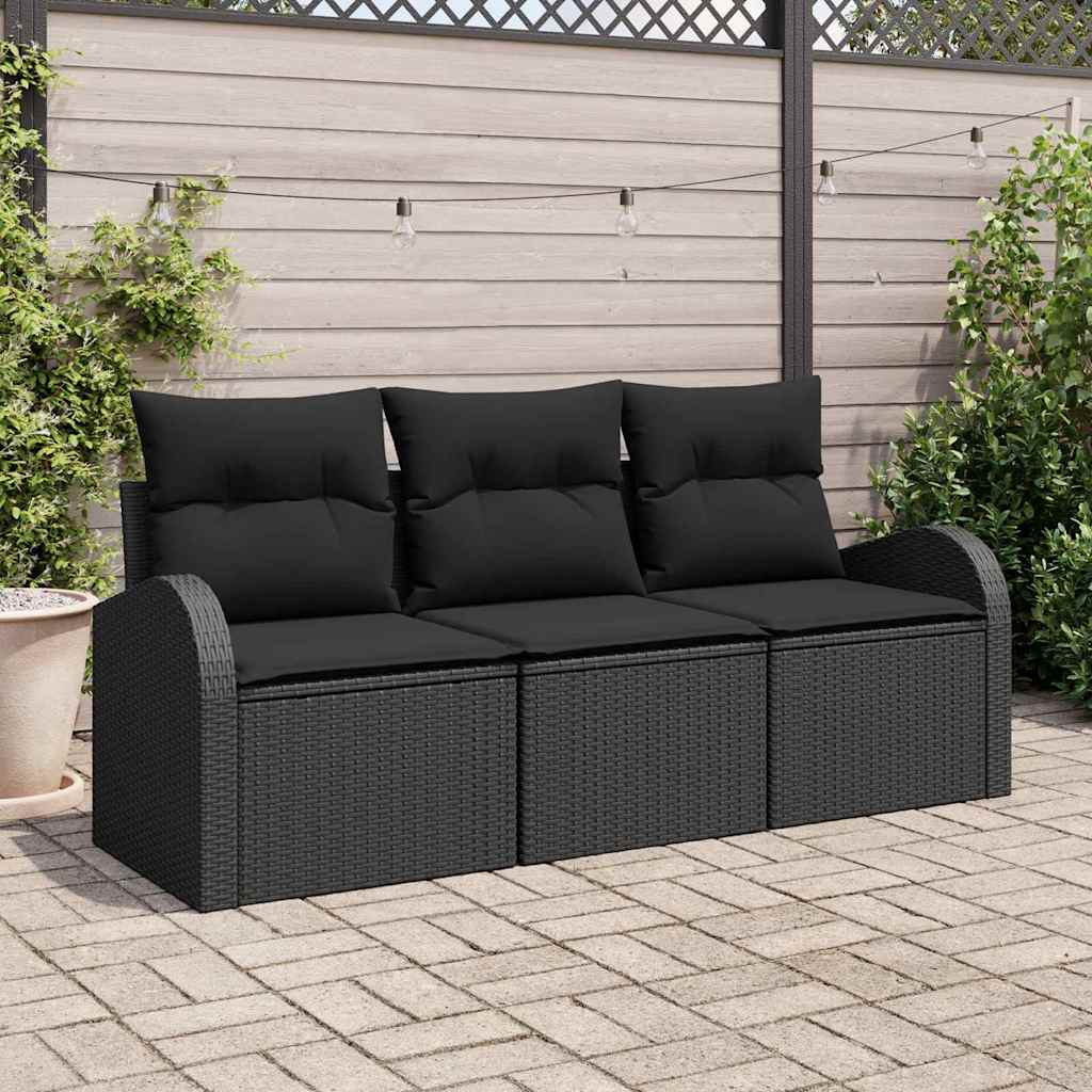 Conjunto de sofá de jardín 3 pcs Beige y blanco Poliratán