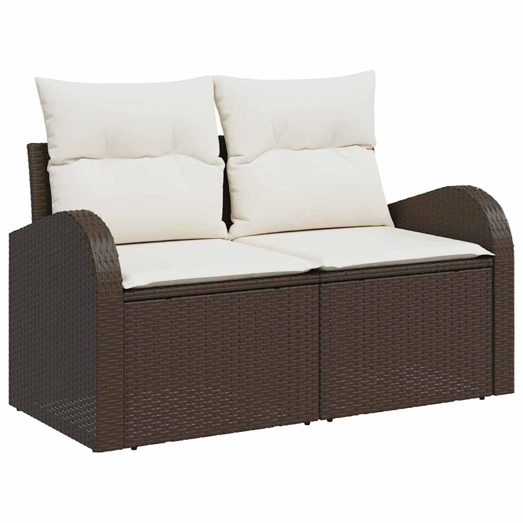 Conjunto de sofá de jardín 5 pcs Beige y Crema ratán sintético