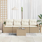 Conjunto de sofá de jardín 5 pcs Beige y Crema ratán sintético